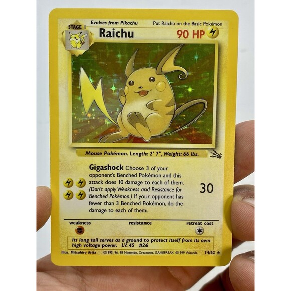 Raichu 14/62 Fossil Holo WOTC Vintage Authentic - Picture 1 of 2